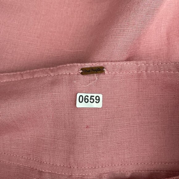 Free People Pink Higher Ground A-Line Skirt Linen Blend Flowy Belted Waist M* - Picture 10 of 14